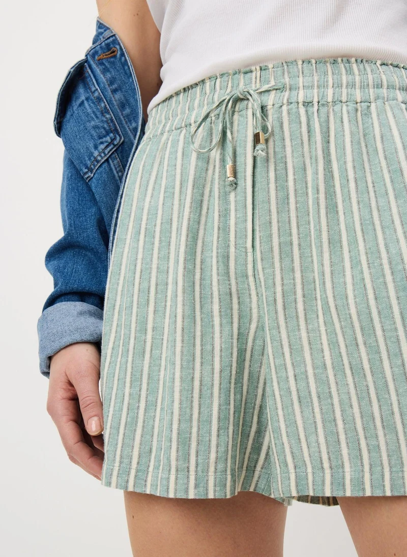 Matalan Green Stripe Linen Shorts